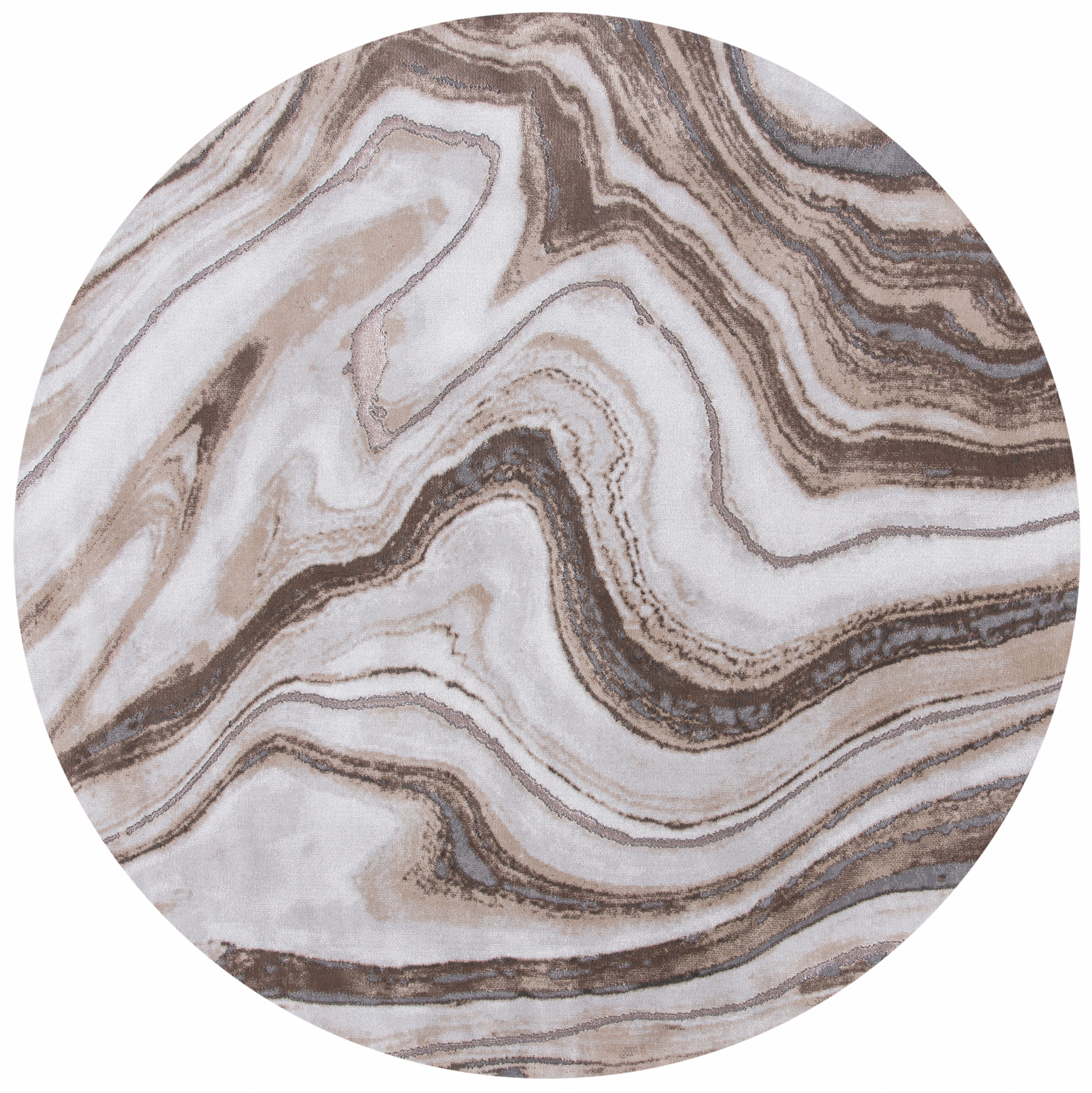 SAFAVIEH Craft Angjelko Abstract Area Rug, Gold/Grey, 5'3" x 5'3" Round