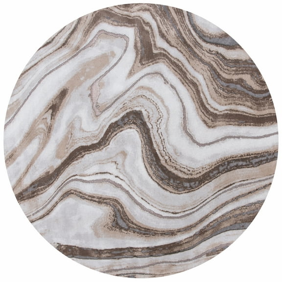 SAFAVIEH Craft Angjelko Abstract Area Rug, Gold/Grey, 5'3" x 5'3" Round