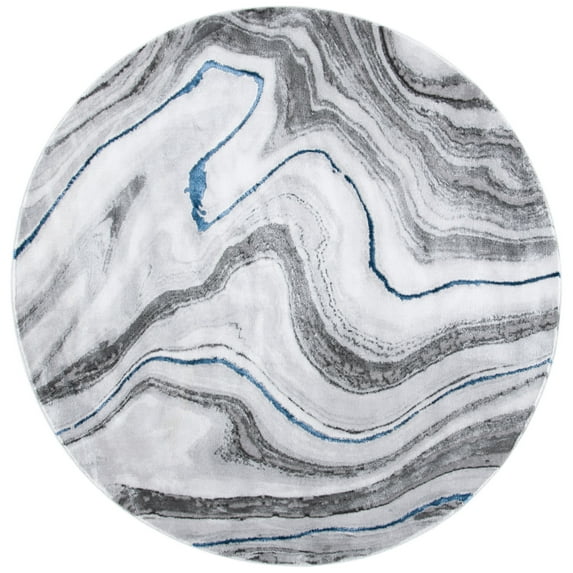 SAFAVIEH Craft Angjelko Abstract Area Rug, Grey/Blue, 4' x 4' Round