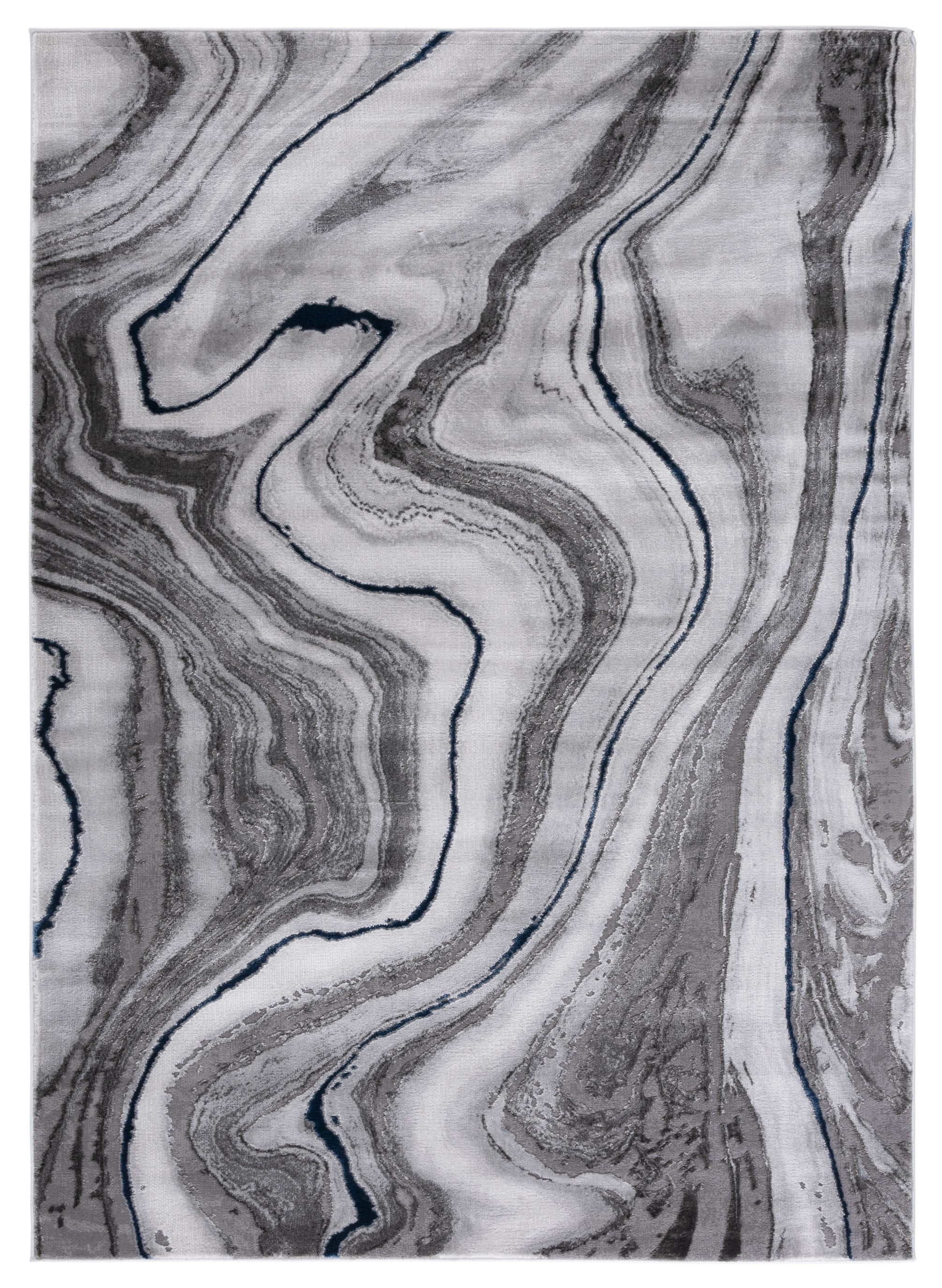 Abstract Swirls 5'3" x 7'6" Blue/Grey Synthetic Area Rug