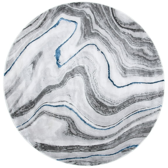 SAFAVIEH Craft Angjelko Abstract Area Rug, Grey/Blue, 9' x 9' Round