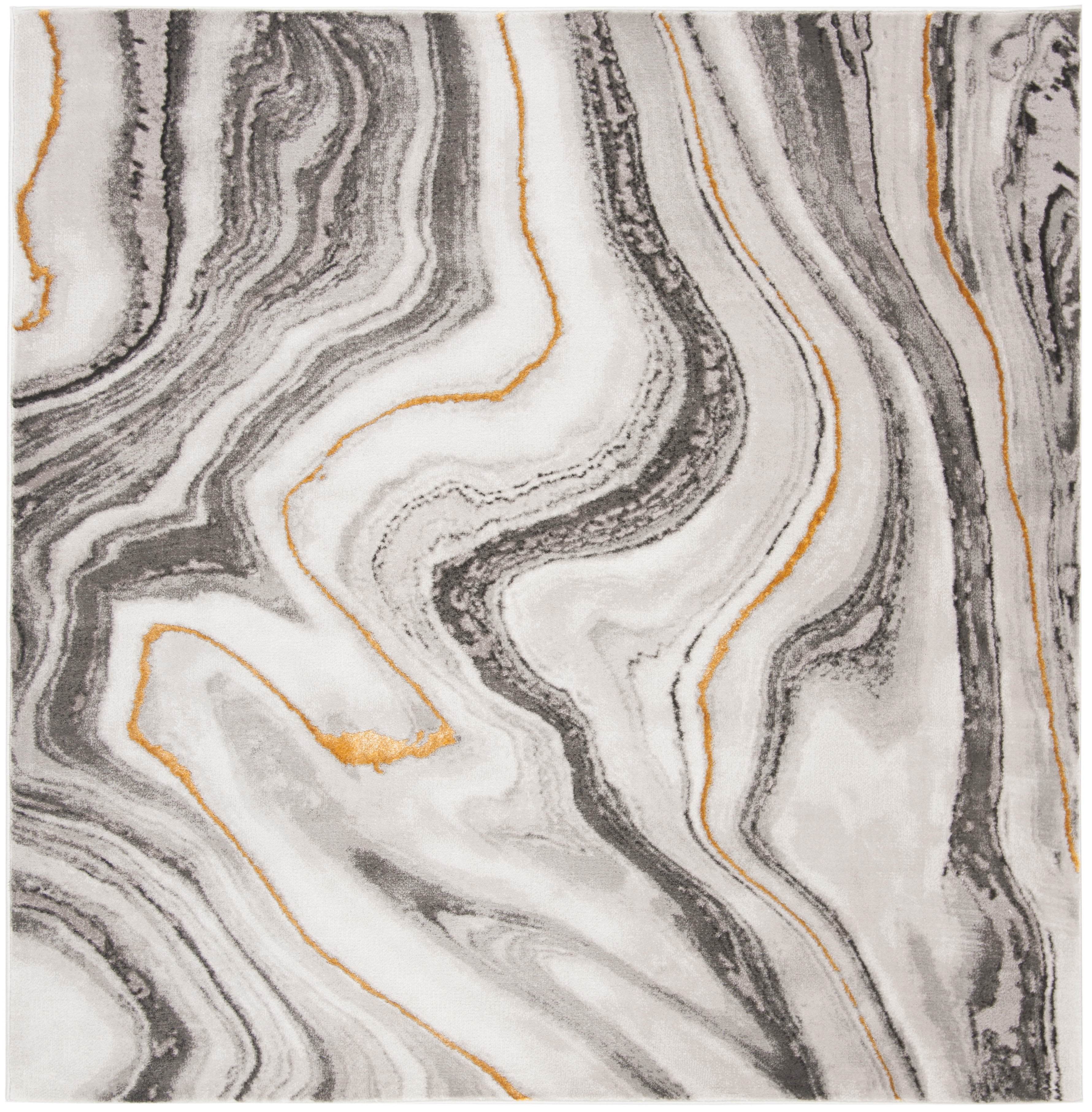 SAFAVIEH Craft Angjelko Abstract Area Rug, Grey/Gold, 11' x 11' Square