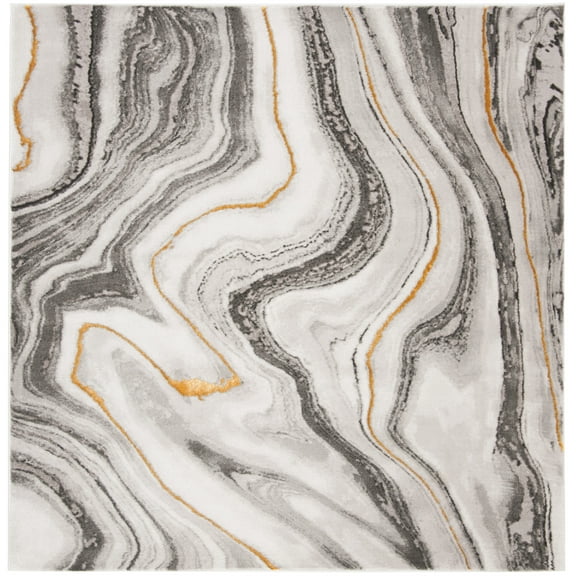 SAFAVIEH Craft Angjelko Abstract Area Rug, Grey/Gold, 11' x 11' Square