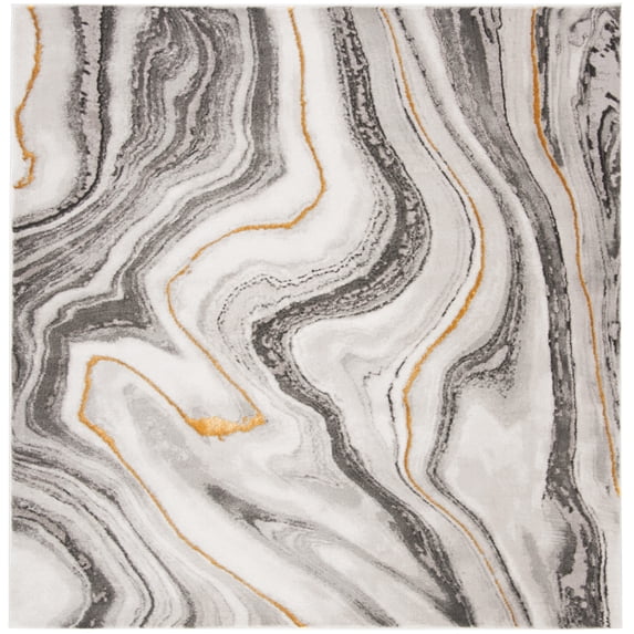 SAFAVIEH Craft Angjelko Abstract Area Rug, Grey/Gold, 12' x 12' Square