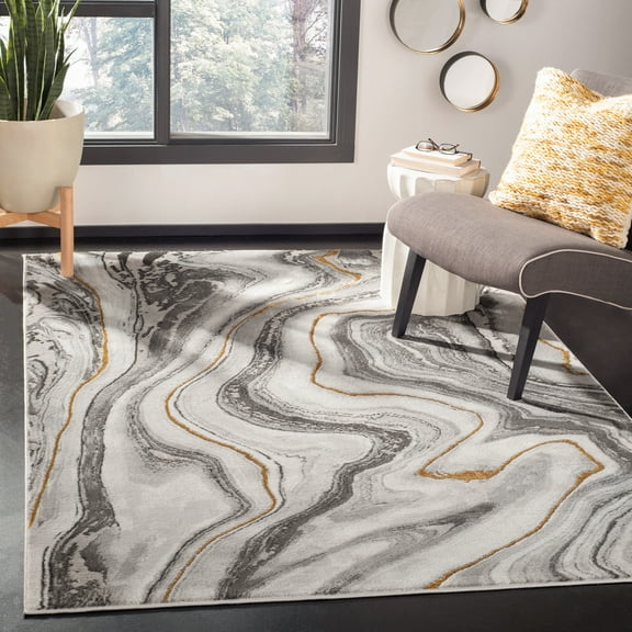 SAFAVIEH Craft Angjelko Abstract Area Rug, Grey/Gold, 5'3" x 7'6"