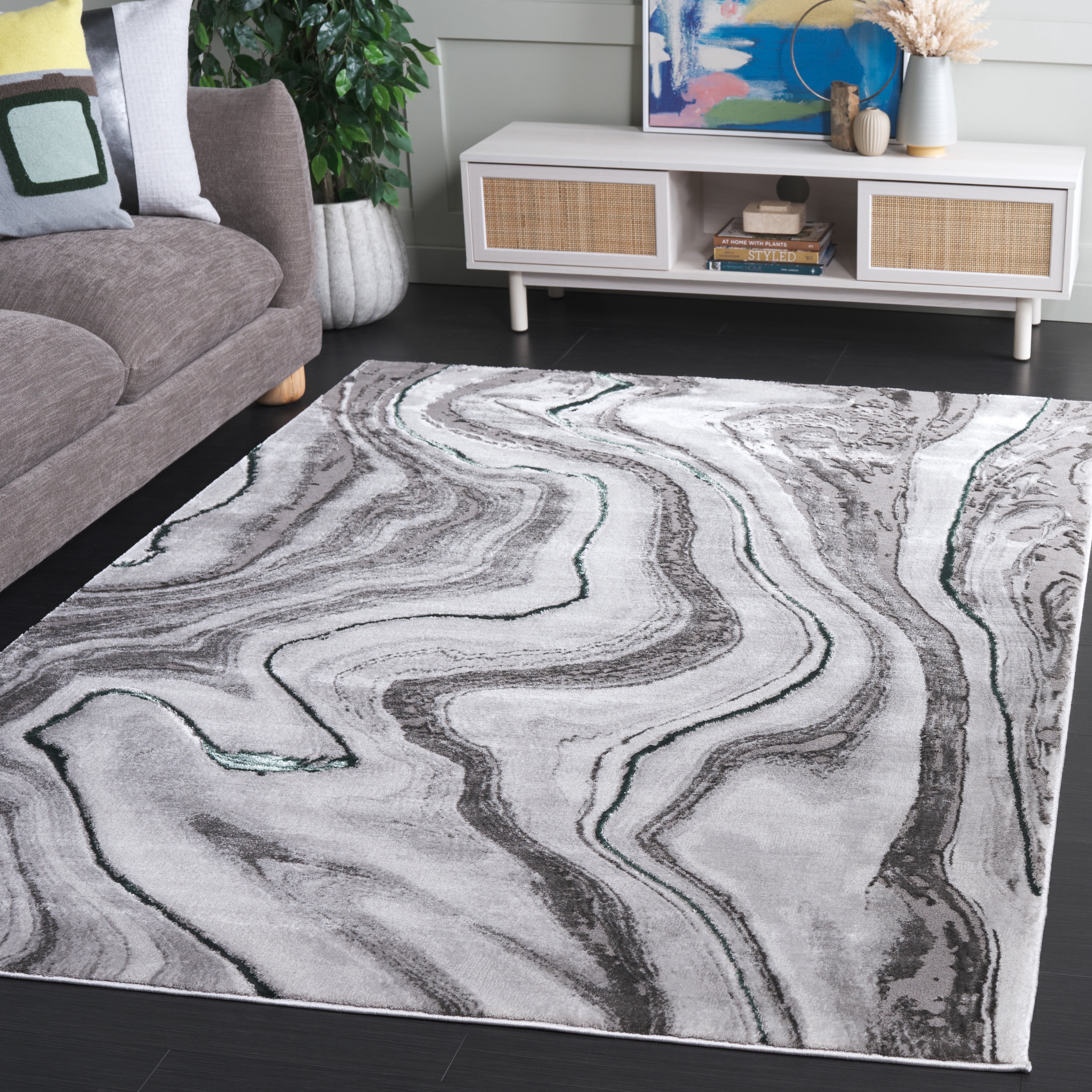 Safavieh Craft Angjelko Abstract Area Rug, Gray/Green, 2'7" x 5'