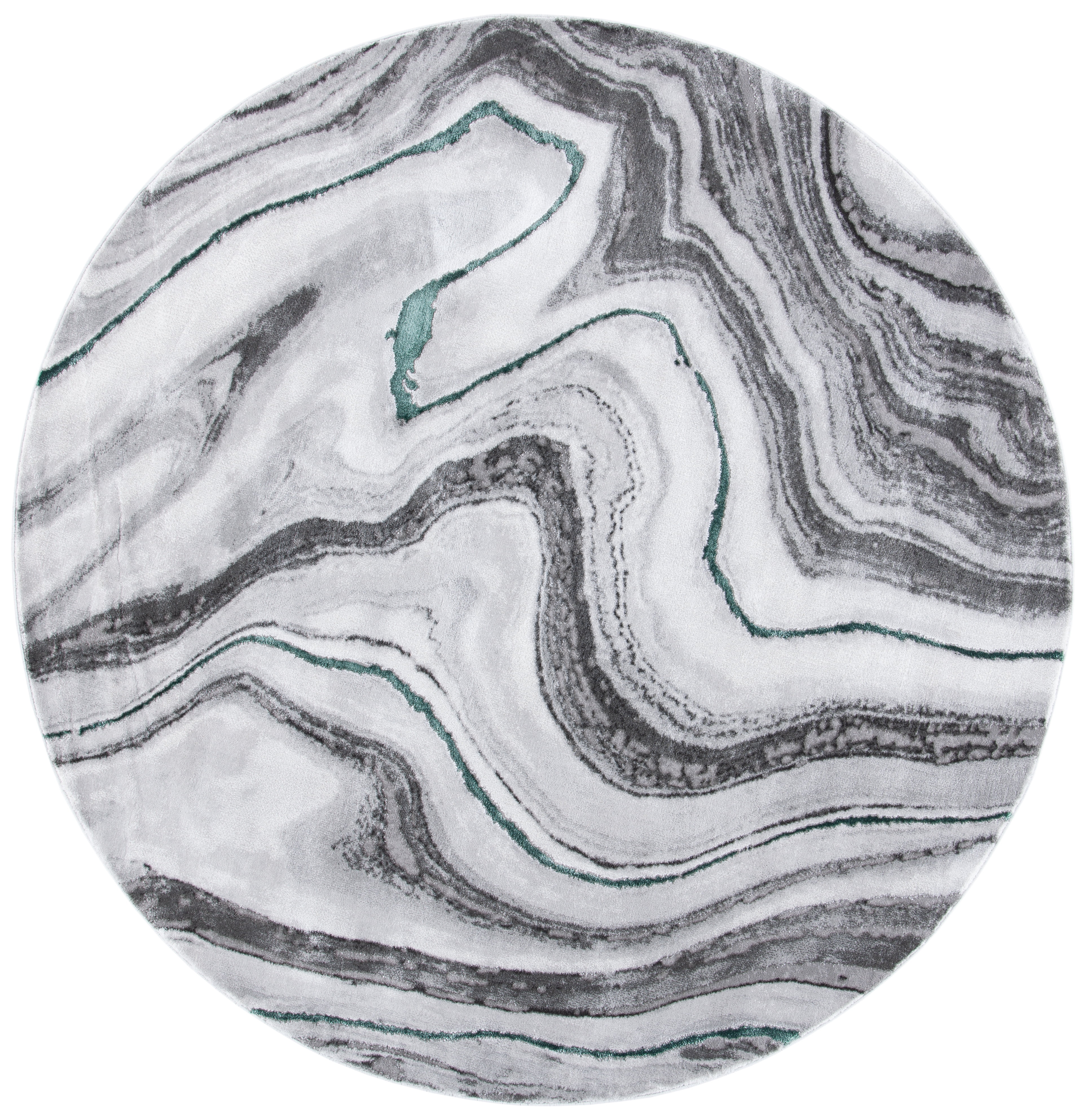 SAFAVIEH Craft Angjelko Abstract Area Rug, Grey/Green, 4' x 4' Round