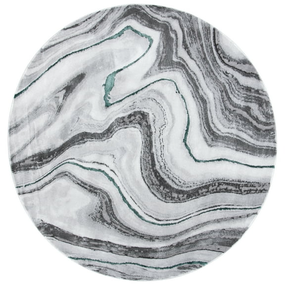 SAFAVIEH Craft Angjelko Abstract Area Rug, Grey/Green, 5'3" x 5'3" Round
