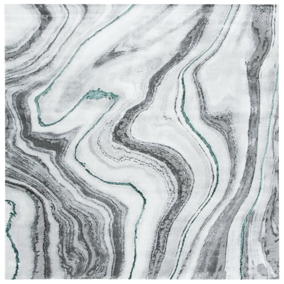 SAFAVIEH Craft Angjelko Abstract Area Rug, Grey/Green, 5'3" x 5'3" Square