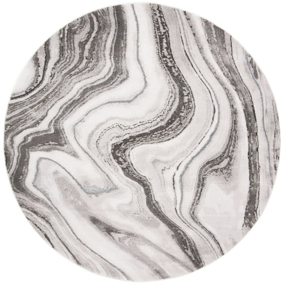 SAFAVIEH Craft Angjelko Abstract Area Rug, Grey/Silver, 5'3" x 5'3" Round
