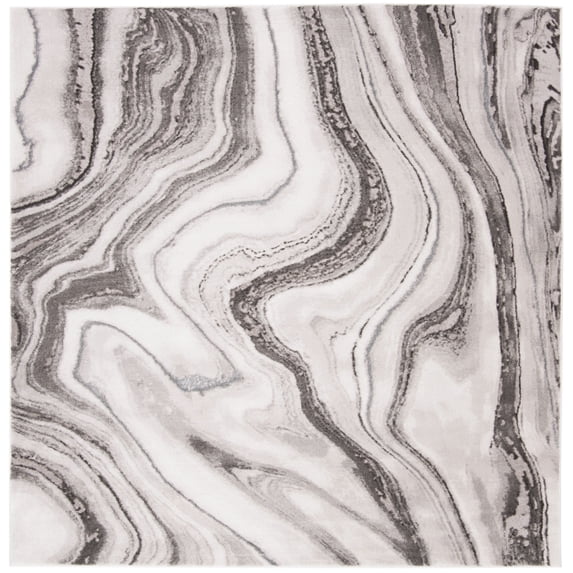 SAFAVIEH Craft Angjelko Abstract Area Rug, Grey/Silver, 5'3" x 5'3" Square