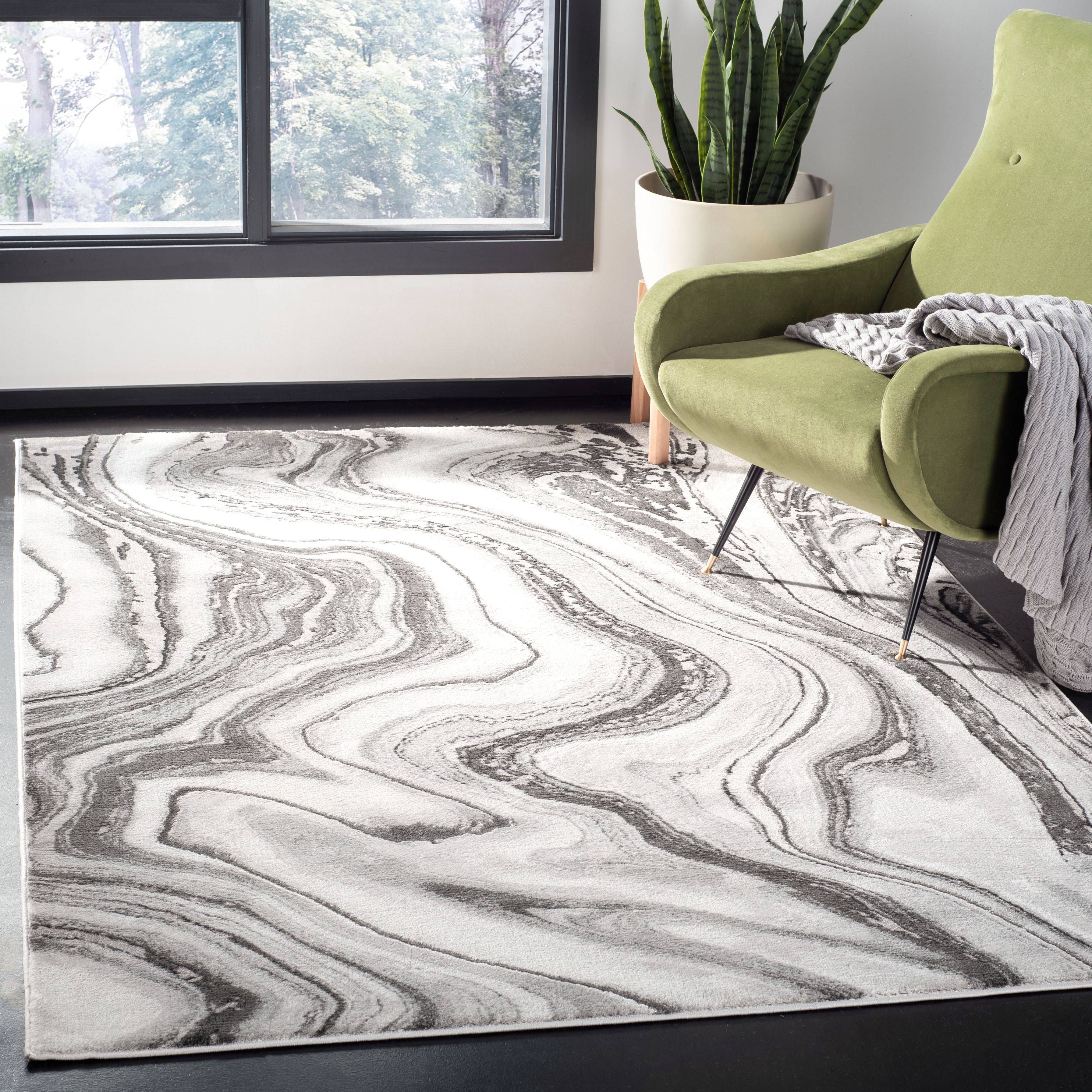 SAFAVIEH Craft Angjelko Abstract Area Rug, Grey/Silver, 6'7" x 6'7" Square