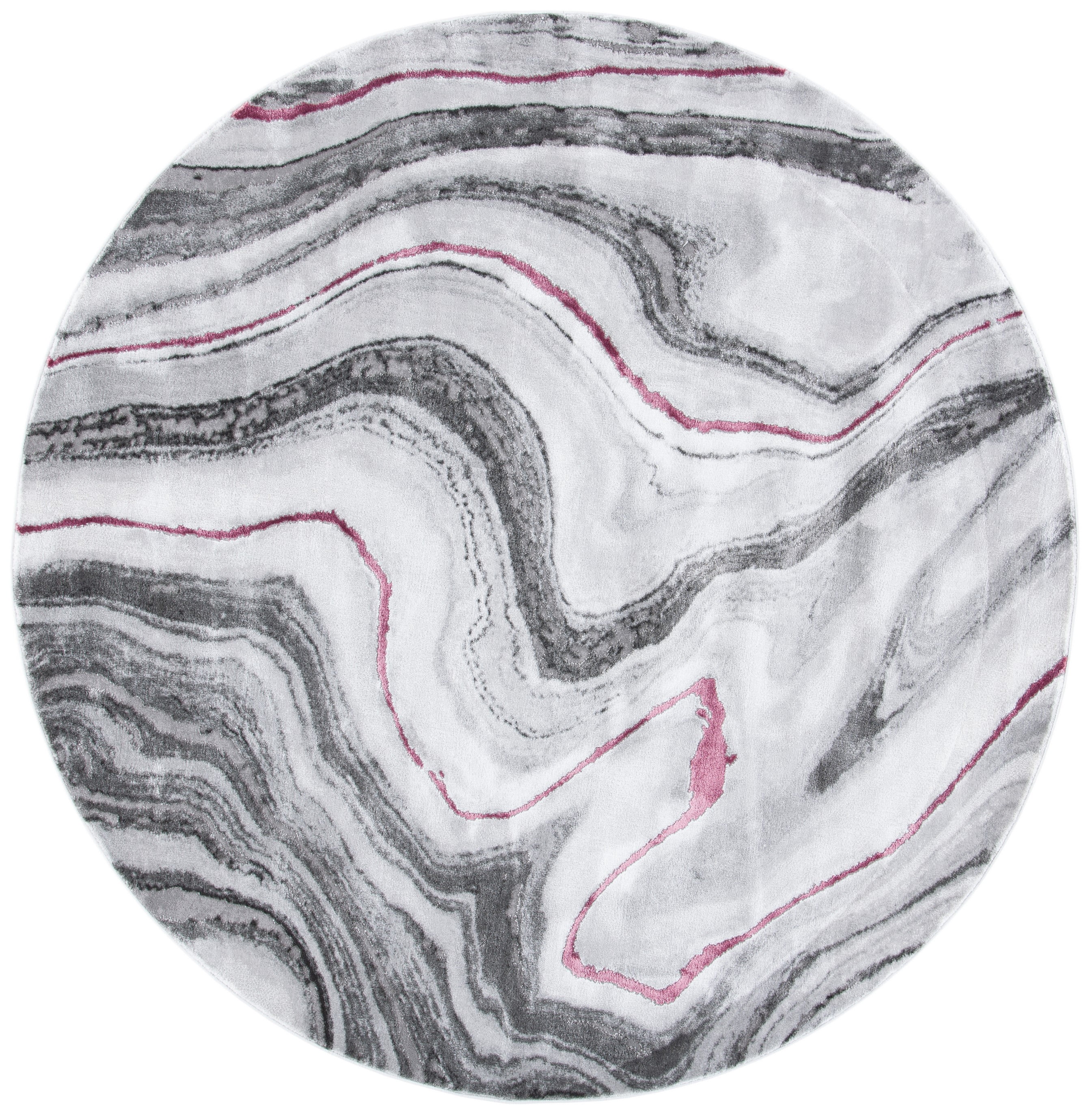 SAFAVIEH Craft Angjelko Abstract Area Rug, Grey/Wine, 6'7" x 6'7" Round