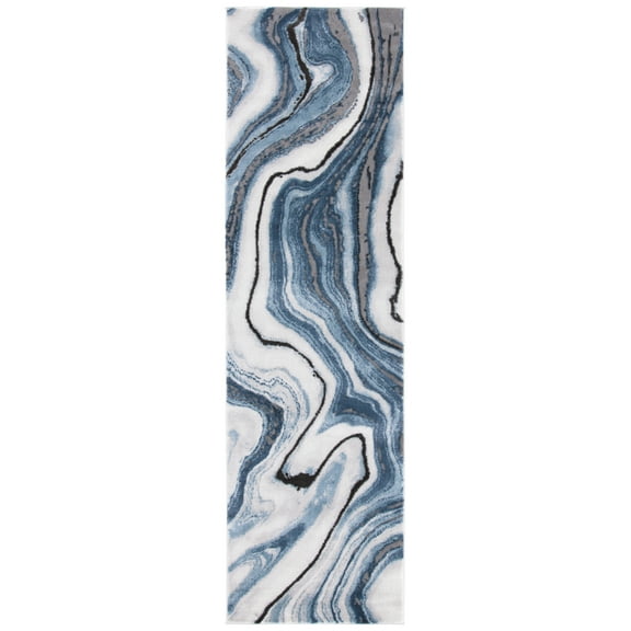 SAFAVIEH Craft Angjelko Abstract Runner Rug, Blue/Grey, 2'3" x 18'