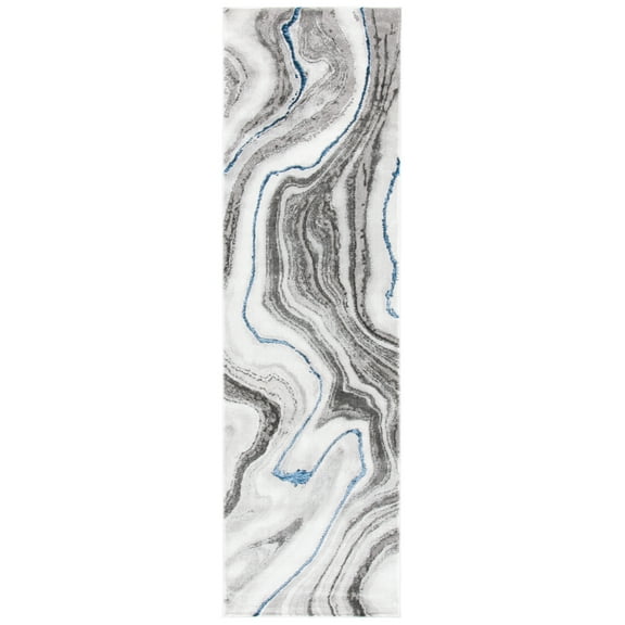 SAFAVIEH Craft Angjelko Abstract Runner Rug, Grey/Blue, 2'3" x 6'