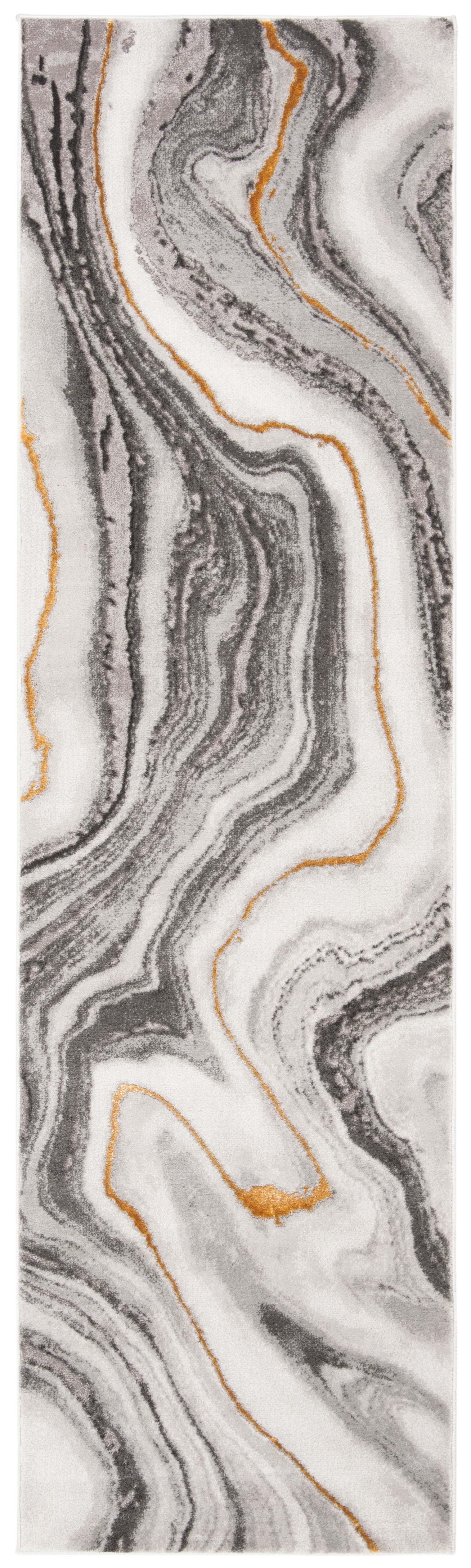 SAFAVIEH Craft Angjelko Abstract Runner Rug, Grey/Gold, 2'3" x 22'