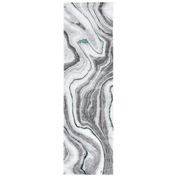 SAFAVIEH Craft Angjelko Abstract Runner Rug, Grey/Green, 2'3" x 10'