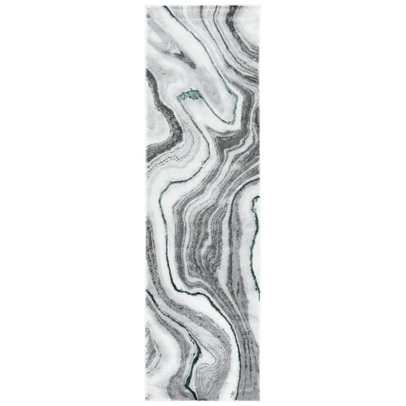 SAFAVIEH Craft Angjelko Abstract Runner Rug, Grey/Green, 2'3" x 12'