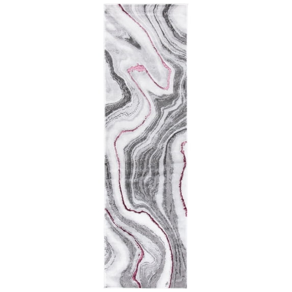 SAFAVIEH Craft Angjelko Abstract Runner Rug, Grey/Wine, 2'3" x 10'