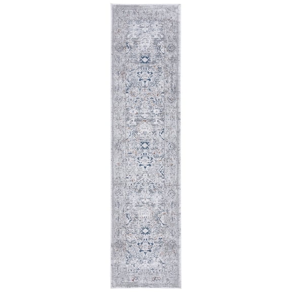 SAFAVIEH Craft Beulah Oriental Polyester Runner Rug, Grey/Blue, 2'2" x 9'