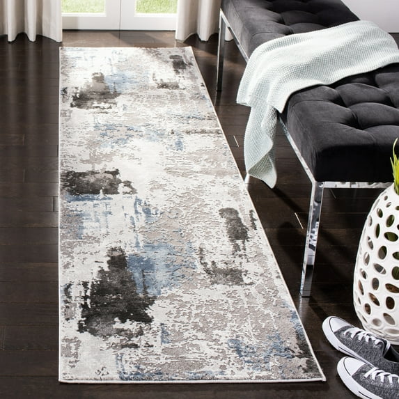 SAFAVIEH Craft Constantine Abstract Runner Rug, Grey/Dark Grey, 2' x 8'
