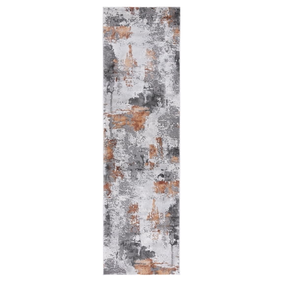 SAFAVIEH Craft Constantine Abstract Runner Rug, Grey/Orange, 2'3" x 6'