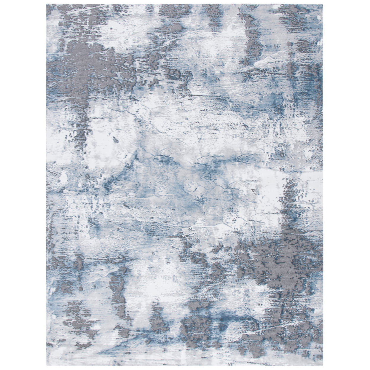 Eclipse Gray Abstract Hand-Knotted 2'7" x 5' Easy-Care Rug