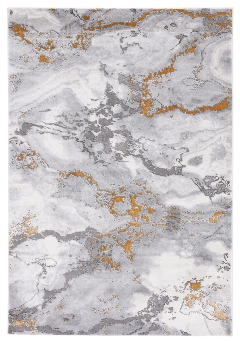 Craft Grey and Gold Abstract Synthetic Area Rug, 5'3" x 7'6"