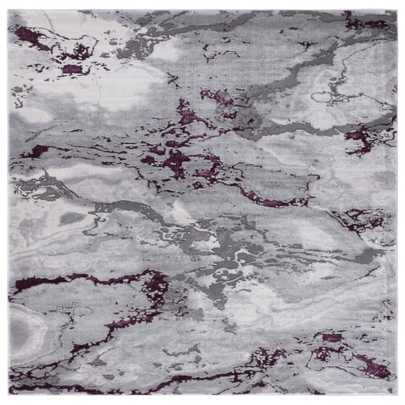 SAFAVIEH Craft Elouise Abstract Area Rug, 6'7" x 6'7" Square, Grey/Wine