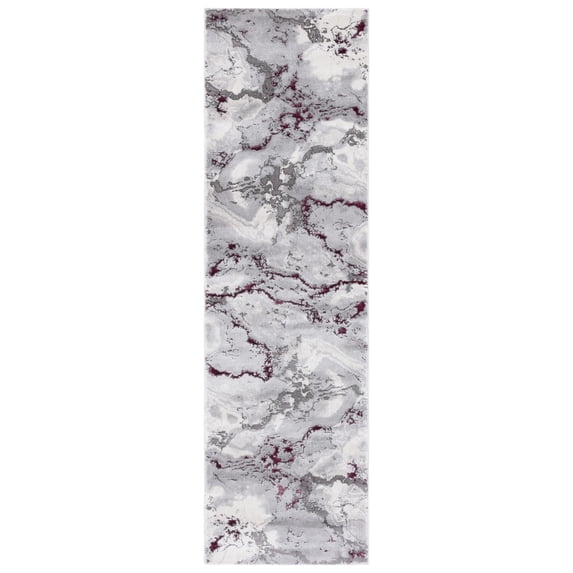 SAFAVIEH Craft Elouise Abstract Runner Rug, Grey/Wine, 2'3" x 8'