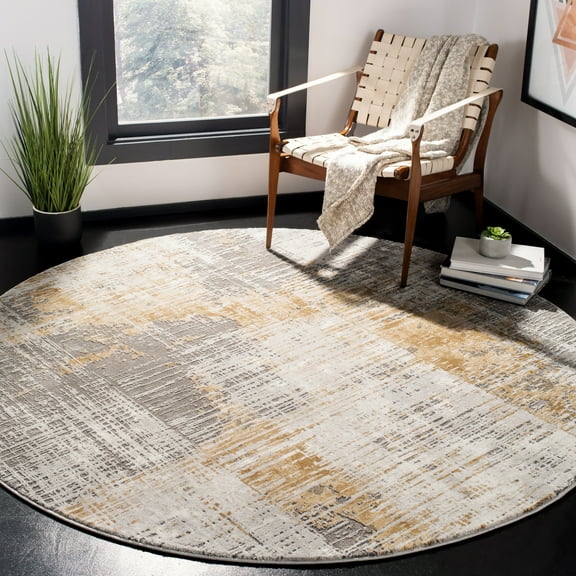 SAFAVIEH Craft Emmet Abstract Area Rug, Grey/Beige, 5'3" x 5'3" Round