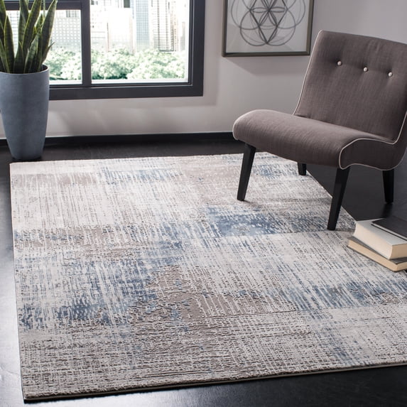 SAFAVIEH Craft Emmet Abstract Area Rug, Grey/Blue, 6'7" x 6'7" Square