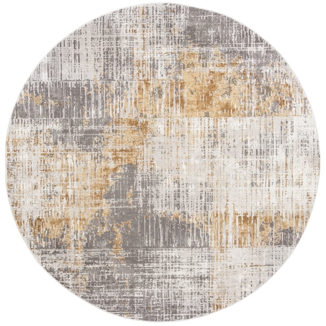 SAFAVIEH Craft Emmet Faded Abstract Area Rug, Grey/Beige, 4' x 4' Round ...