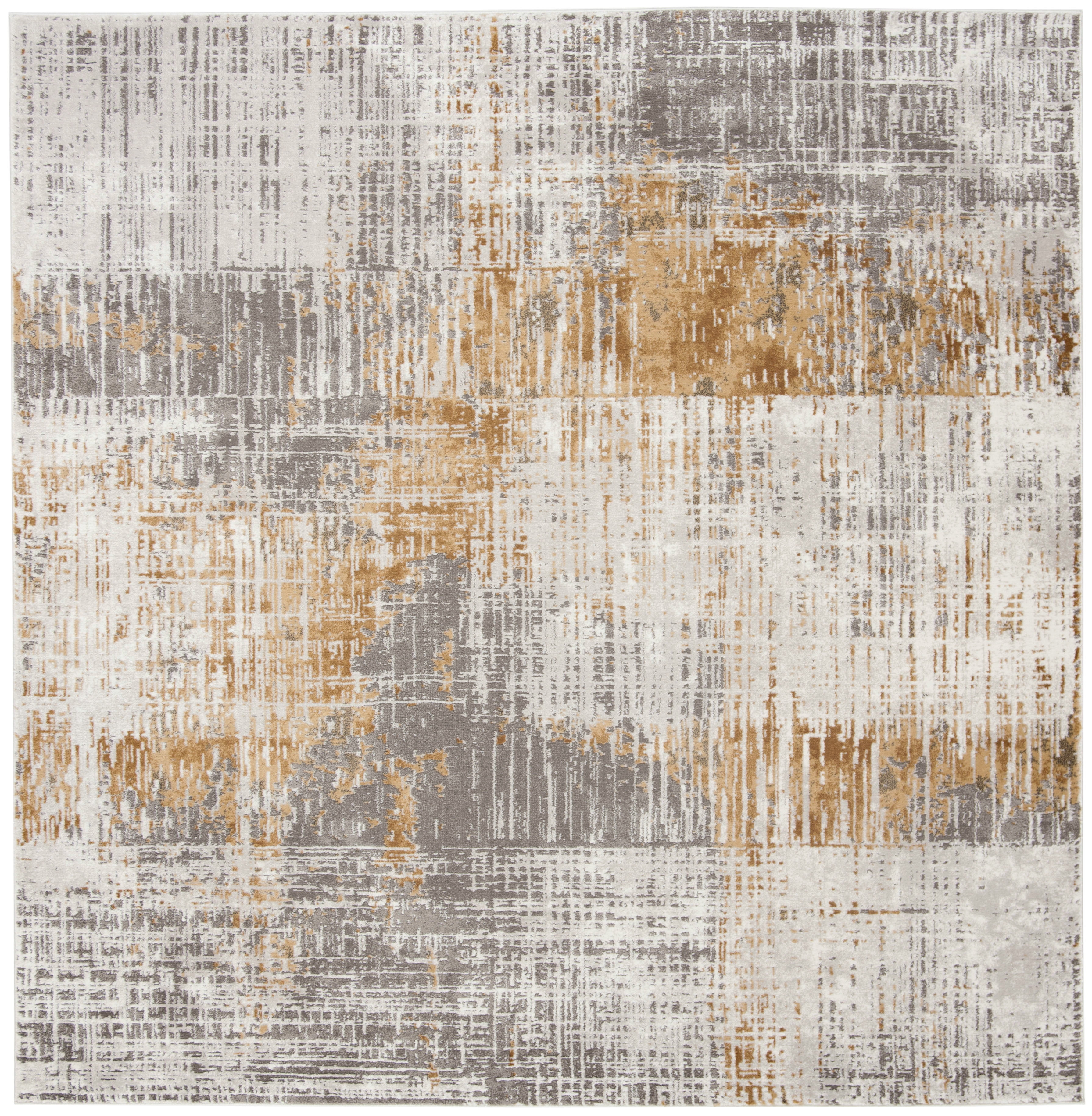 SAFAVIEH Craft Emmet Faded Abstract Area Rug, Grey/Beige, 4' x 4 ...