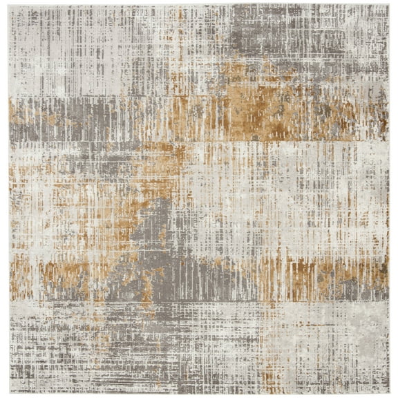 SAFAVIEH Craft Emmet Abstract Area Rug, Grey/Beige, 5'3" x 5'3" Square