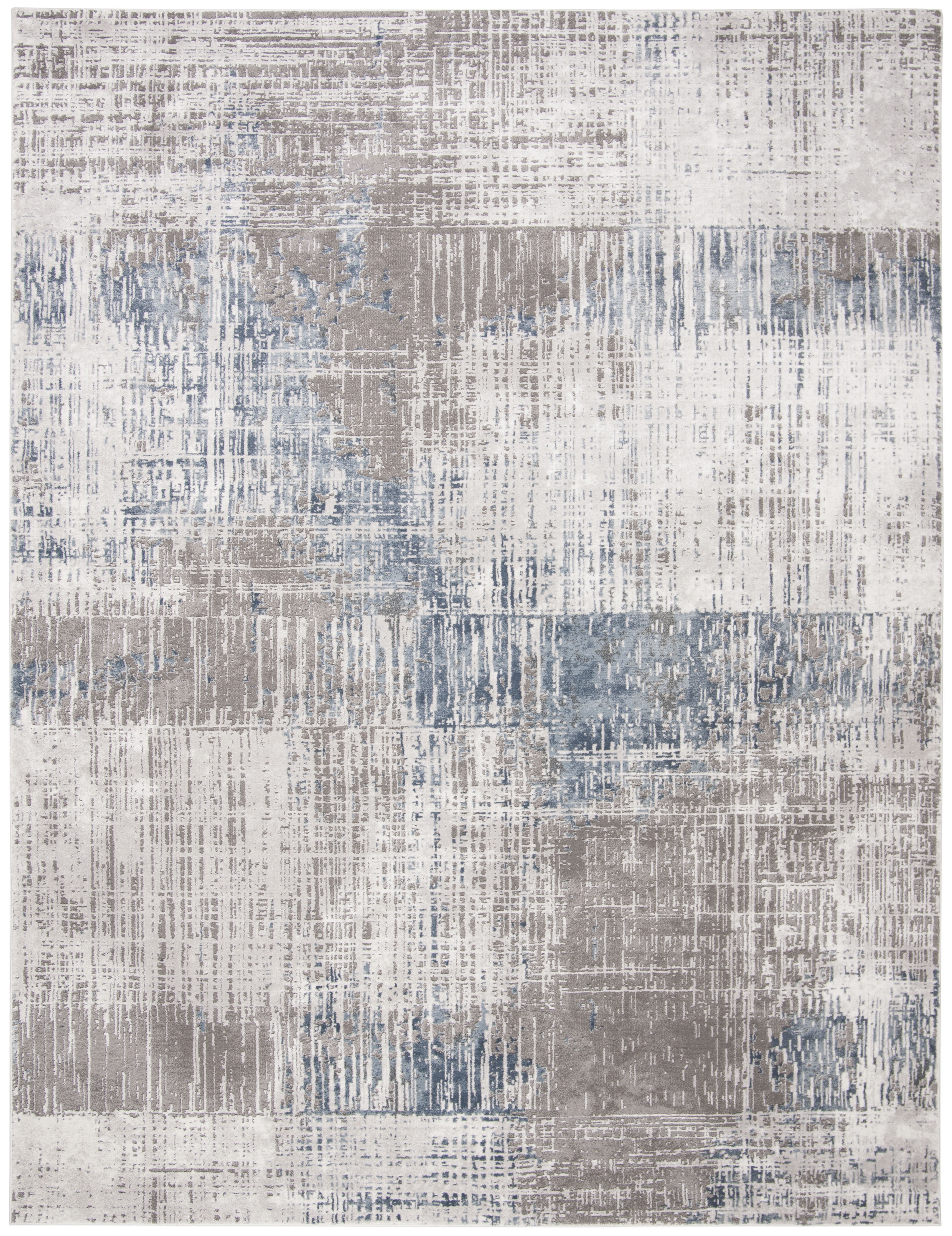 Contemporary Abstract Gray/Blue Synthetic 9' x 12' Area Rug