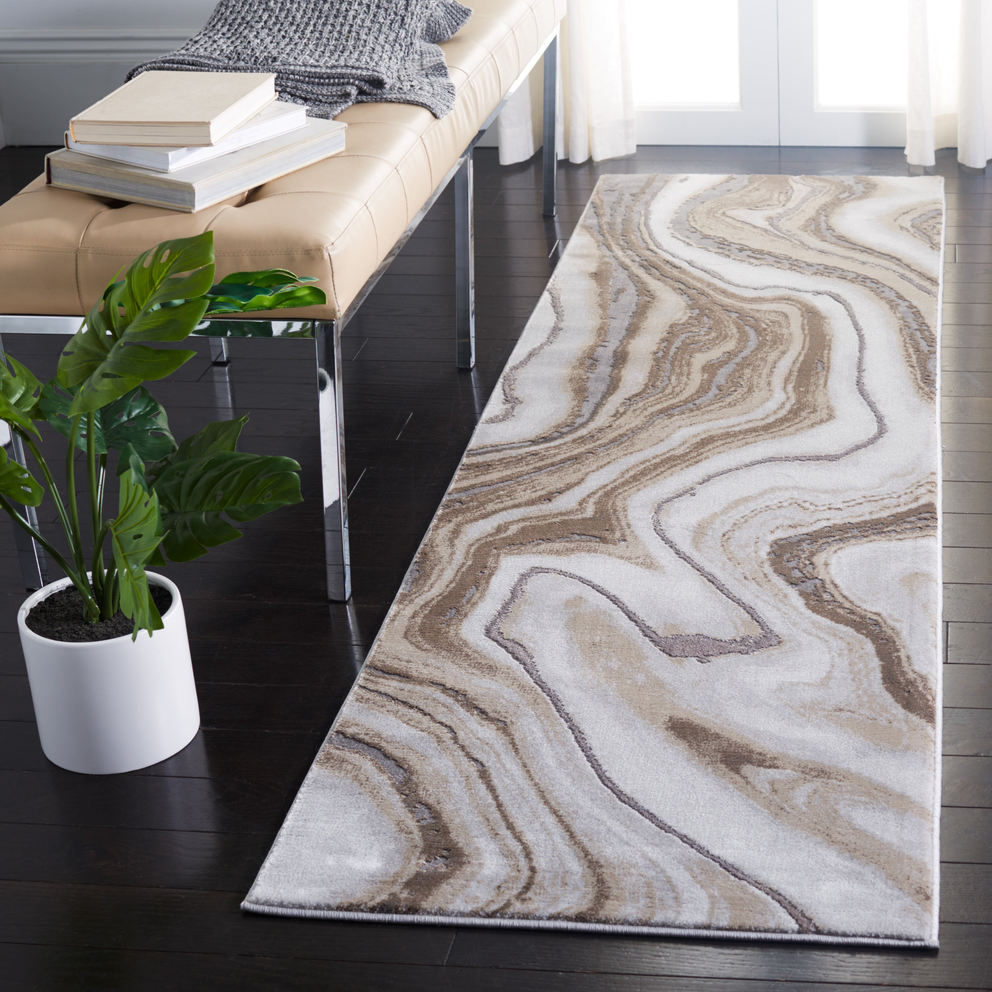 SAFAVIEH Craft Ezra Abstract Runner Rug, Gold/Gray, 2' x 6'