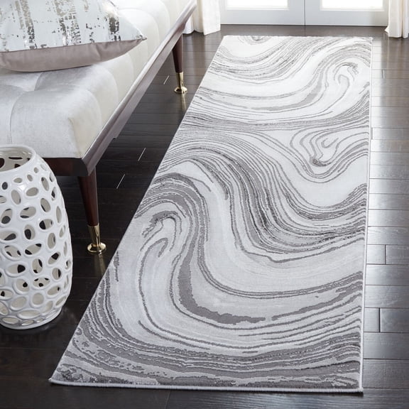 SAFAVIEH Craft Floella Abstract Area Rug, 2'3" x 8' Runner, Light Grey/Grey