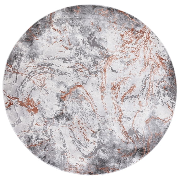 SAFAVIEH Craft Kaelee Abstract Area Rug, 6'7" x 6'7" Round, Grey/Orange