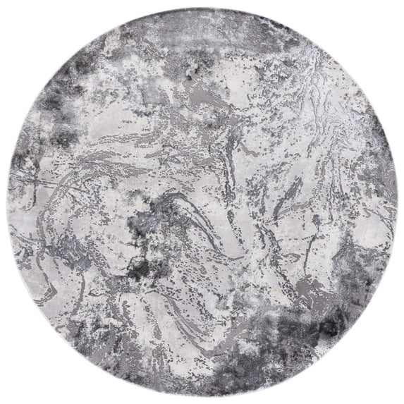 SAFAVIEH Craft Kaelee Abstract Area Rug, 6'7" x 6'7" Round, Grey/Silver