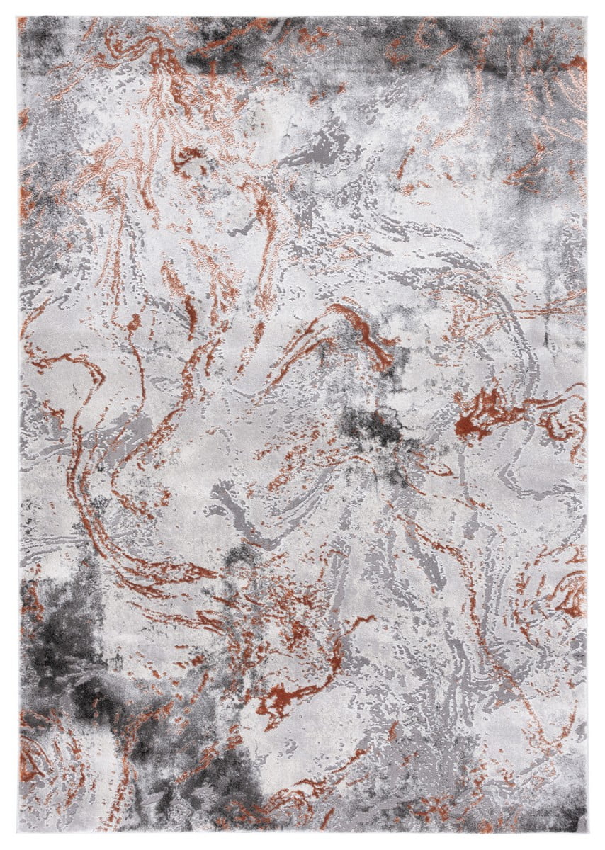 Gray Abstract Synthetic Non-slip Area Rug, 8' x 10'
