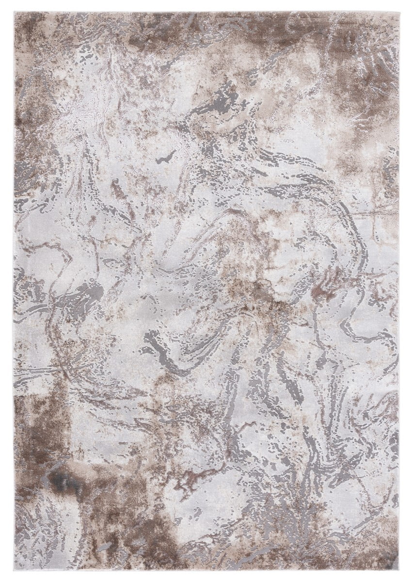 Abstract Swirl 8' x 10' Grey Taupe Synthetic Area Rug