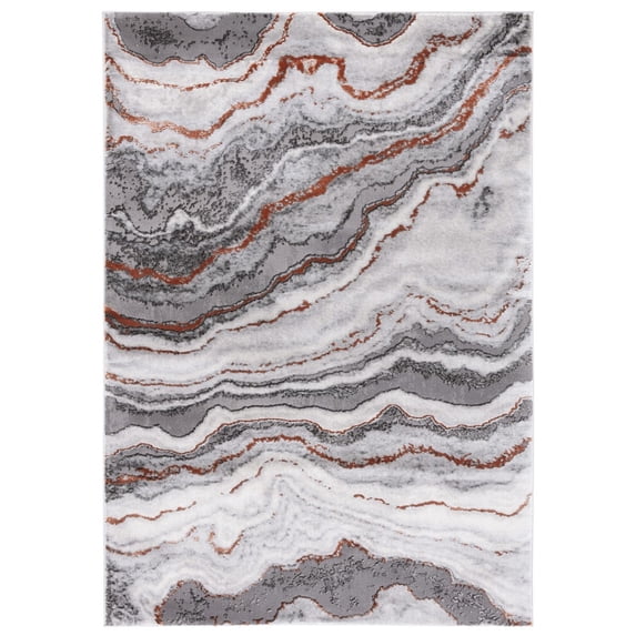 SAFAVIEH Craft Lyall Abstract Area Rug, 4' x 6', Grey/Orange