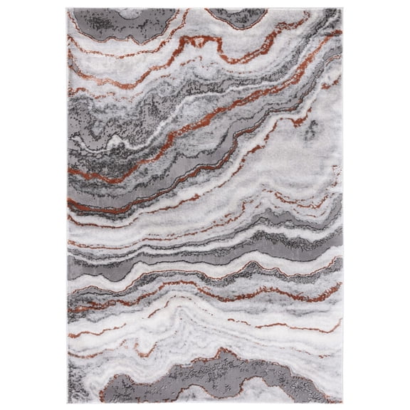 SAFAVIEH Craft Lyall Abstract Area Rug, 4' x 6', Grey/Orange