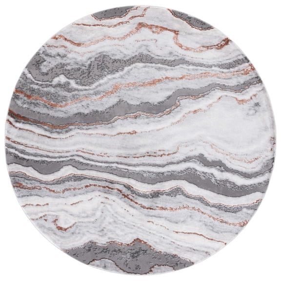 SAFAVIEH Craft Lyall Abstract Area Rug, 6'7" x 6'7" Round, Grey/Orange
