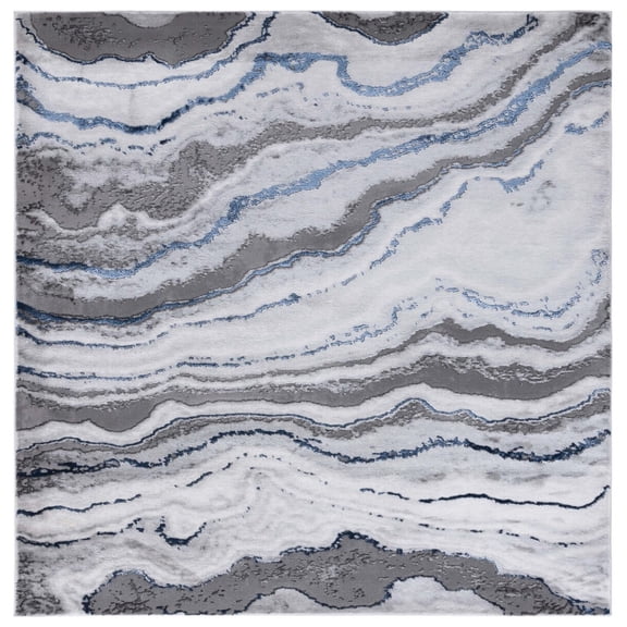 SAFAVIEH Craft Lyall Abstract Area Rug, 6'7" x 6'7" Square, Grey/Blue