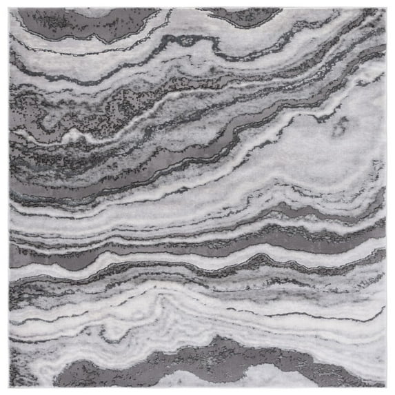 SAFAVIEH Craft Lyall Abstract Area Rug, 6'7" x 6'7" Square, Grey/Dark Grey