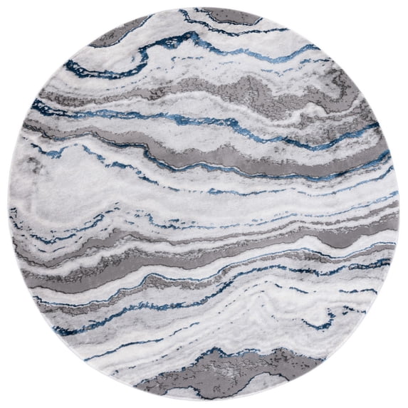 SAFAVIEH Craft Lyall Abstract Area Rug, Grey/Blue, 6'7" x 6'7" Round