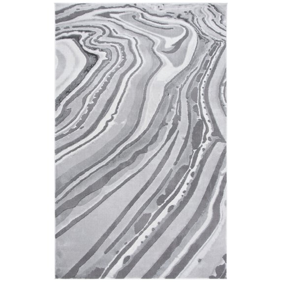 SAFAVIEH Craft Millse Abstract Swirls Runner Rug, Light Grey/Grey, 2'3" x 8'