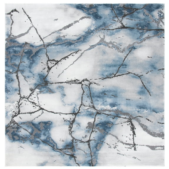 SAFAVIEH Craft Paul Abstract Area Rug, Grey/Blue, 5'3" x 5'3" Square